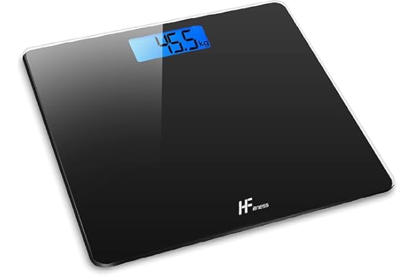 HomeFashion plate-forme 28x28cm balance pese personne électronique numérique pese personnes, poids corporel 180KG, affichage rétroéclairé, gestion du poids, noir