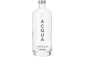 BrandPrint, Bottiglia in Vetro Modello Artemide 1 Litro Serigrafata Frizzante con Tappo a Vite colore Alluminio.