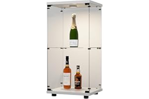 FOERPL Vitrina Cristal con LED, Vitrinas Expositoras de 2 Niveles,40 x 36 x 86 cm,Armario de Almacenamiento de Pie,para Colecciones en Salón,Estudiar,Cuarto de Jugar