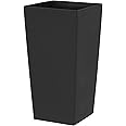 simpa 27L Large Square Milano Grande Planter Pot - BLACK Single Pot - 51cm (H) x 26.5cm (W) x 26.5cm (D)