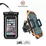 Veloniq® | Universal Anti Shake Bicycle Mount Phone Holder and Waterproof Phone Case Kit | Bike Cradle Clamp for iOS Android Smartphones, GPS and Other Devices | Rotates 360 Degrees | Rubber Strap | Watertight Sealed | eBook Instructions Included