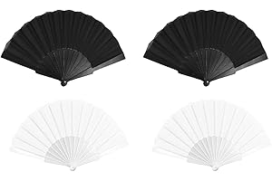 KSVFTB Folding Fan,4-Piece Set Hand Fan Folding,Hand Fans For Women Folding, For Wedding, Silk Fabric Plastic Ribs Handheld Fan,Handheld Fan Per For Mance, Dancing,Home Decoratio