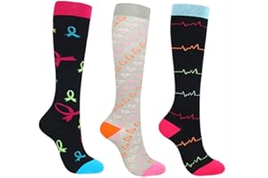 Miavogo 3 Paar Kompressionsstrümpfe für Damen, Kompressionssocken mit 20-30 mmHg Bunt Thrombosestrümpfe compression socks für Sport Laufen Reisen