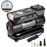 Luftkompressor, Tacklife ACP1C Auto Kompressor, 12V tragbare digitaler Auto-Luftpumpe mit hoher Pumpleistung 35L/ min, große LCD-Anzeige und LED Lampe, inkl. 4 Adapter; Sicherung; Transporttasche