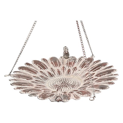 Vogeltränke zum hängen Futterstelle aus Eisen für Vögel mit 2 Vögeln Braun Wasserschale Rostfarben - 3