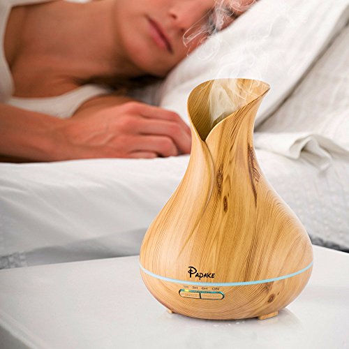 Aroma Diffuser, Papake Ultraschall Öl Diffusor Holzmaserung Luftbefeuchter Duftzerstäuber Humidifier 400ml mit 7 Farben LED Licht für Schlafzimmer Wohnzimmer Büro - 7