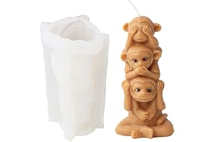 Xidmold 3D Affe Silikonform Kerzenform, Tier Backform Silikon Formen für Fondant, Tortendeko, Schokolade, Seife, Gips, Sojawachs Kerzen, Epoxidharz Handwerk (A)