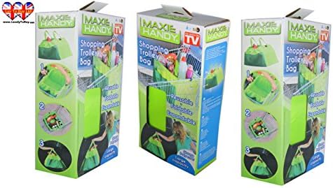 Maxie Handy Foldable Shopping Bag Trolley Bags Supermarket Reusable Shopping Bag, Love Environment (1 to 4 variations ) Available. (3 Green Bags)