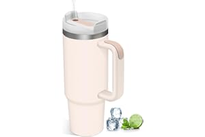 COZOME Trinkbecher mit Deckel und Strohhalm, 30oz Thermobecher mit Henkel, 880ml Doppelwandiger Vakuum Isolierbecher, Kaffeebecher to go Thermo und Kalter für Camping, Geschenk