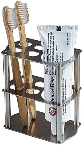 Tourwin Stand Square Toothbrush Holder Organizer Stainless Steel, Mirror Polished Finish