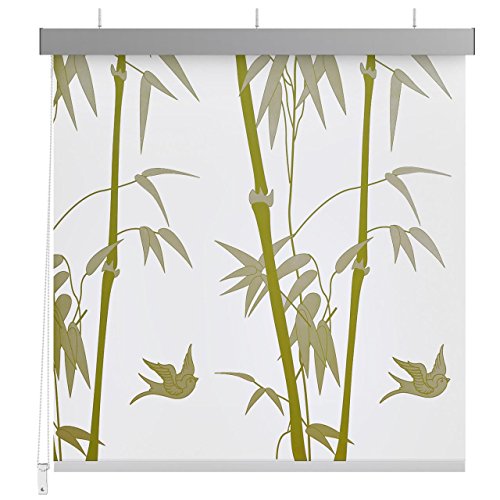 Homelux Duschrollo Duschvorhang Bad Deckenbefestigung Halbkassette 140 x 200 cm Bambus - 3