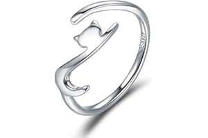 YASHUO Anillo de plata de ley 925 con huella de animal y pata de animal ajustable, anillo de plumas para esposa, hija, madre, hermana, para regalo de cumpleaños, joyería de moda para adolescentes, Cristal