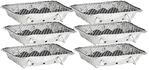 infactory Einweggrill: Handliche Einweg-Grills mit Kohle und Anzünder, 6er-Set (Mini-Grill)
