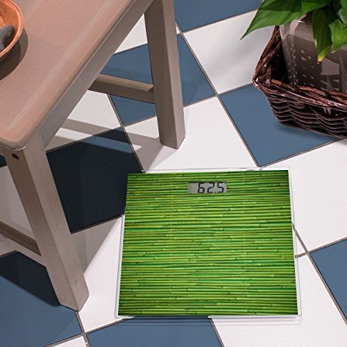 banjado – Personenwaage digitale Körperwaage 30cm x 30cm aus Glas mit Motiv Bambus Grün - 2