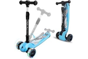 YOLEO Monopattino Bambini 3 a 10 Anni, Monopattino 3 Ruote con Ruote Lampeggianti in LED, Kids Scooter, Regolabile in Altezza, capacità Massima di 50 kg, Regalo per Bambini