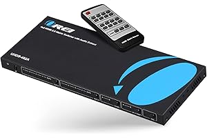 OREI Switch a matrice HDMI 4K 4 x 2, Switcher 18G UltraHD con arco supporta fino a 4K @ 60Hz e 1080P IR Audio Extractor Arc EDID HDCP 2.- Telecomando - Selezione completa della matrice