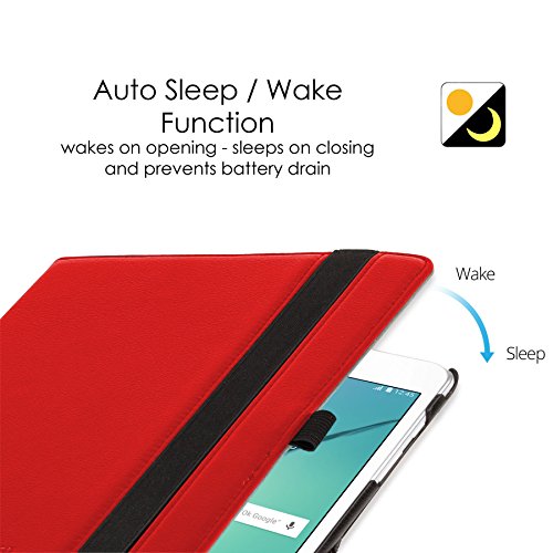 Forefront Cases® Neue Leder Drehbar Hülle Tasche Case Cover für Samsung Galaxy Tab S2 9.7 T810N – Rundum-Geräteschutz und intelligente Auto-Sleep-Wake-Funktion – inkl. Eingabestift und Displayschutz - 6
