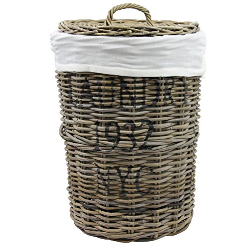 Wäschebox Wäschetruhe Wäschekorb Wäschesortierer Wäschekiste Wäschesammler Wäschetonne Truhe Kiste Aufbewahrungsbox Ø40x60cm mit Deckel in Rattan