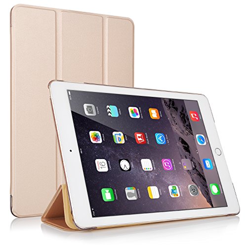 Neues iPad 2017 iPad 9.7 Zoll Hülle iBetter Neues iPad 2017 iPad 9.7 Zoll Prime Ultra Slim PU Leder Tasche Smart Case Hülle Schutzhülle Tasche Transparente Rückseite mit Leichte Ständer Funktion für Neues iPad 2017 iPad 9.7 Zoll Tablet (Gold)