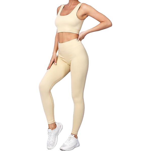 Fatty Tiger Ensemble Yoga 2 Pièces Femme - Débardeur Court Sans Couture Dos Nageur + Short Taille Haute Legging - Tenue Sport Respirante