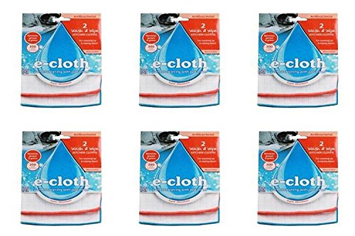 (6 PACK) - E-Cloth Antibacterial Wash & Wipe Kitchen Cloth | 2 pac pack | 6 P...