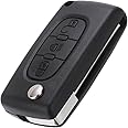 HooRLZ Key Fob Replacement For CITROEN C1 C2 C3 C4 C5 C6 Dispatch Berlingo Grand Picasso, Peugeot Partner Expert Remote Car Key Cover Case 3 Button, Peugeot Partner Key, CITROEN C4 Key Fob - CE0523