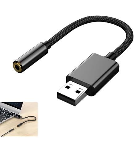 Quystetes USB a 3.5mm Mic Cuffia Jack Stereo Auricolare 3D
