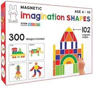 Magnetic Imagination Shapes - with 102 Magnetic Shapes, 2 Magnetic Boards, 340 Design Booklet, 2 Display Stands