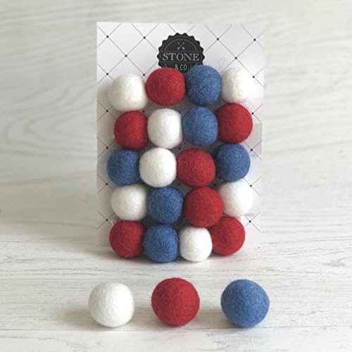 Felt Ball Garland in Red, White and Blue By Stone and Co