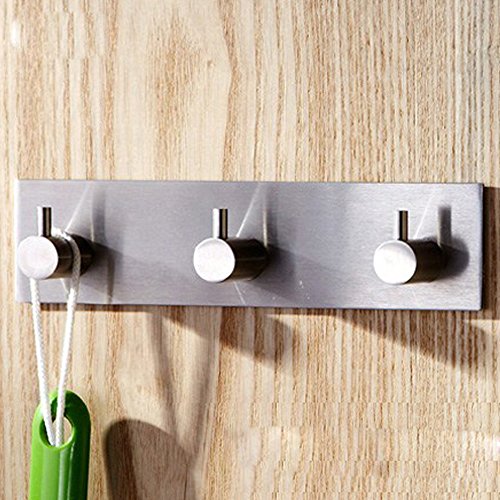 KES Selbstklebend Handtuchhaken Kleiderhaken Wandhaken, Stahl, Gebürsteter A7060H3 - 3