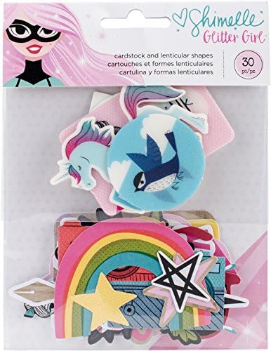 American Crafts Shimelle Glitter Girl Holographic Ephemera 30/Pkg, Multicoloured, 15.87 x 12.06 x 0.68 cm
