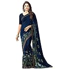 Manorath Women's Georgette Fabric Saree with Blouse Piece (1709-Kaala, Gold, Free Size)