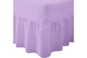 BEDWAY – 68 Pick Polycotton – VALANCE SHEET – 20cm (8”) BOX + 35cm (14”) FRILL - Plain Dyed Polycotton Fitted Valance Sheets Machine Washable (Double, Lilac)