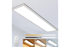 Thanger Dimbar LED taklampa panel med fjärrkontroll 120 x 30 cm, 40 W hängande supertakpanel lampa med stark belysning, verkstadslampa, garagelampa, kontorslampa 4000 K för inomhusbelysning