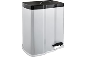 keeeper Poubelle à Pédale à 2 Conteneurs, 7 L + 15 L, Gunnar, Argent