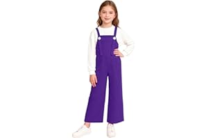 Guqmjde Mädchen Latzhose Baumwolle Jumpsuit Kinder Ärmellos Lange Hosen Loose Overall Freizeit Strampler Weich Latzhosen mit Tasche Baggy Hose Freizeithose Einfarbig Loungehose
