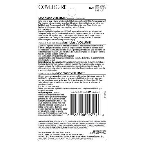 CoverGirl LashBlast Waterproof Mascara (Very Black) wasserfeste Wimperntusche, Volume - 3