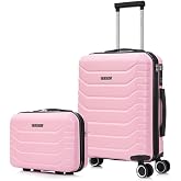RAYKONG Cabin Suitcase 55 x 40 x 20 cm Polycarbonate (40L) Semi-Rigid Trolley Small Trolley Hand Luggage 4 Wheels 360 Degree
