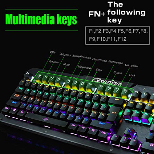 Preisvergleich Produktbild jieGREAT Mechanische Tastatur Räumungsverkauf , Mechanische Tastatur RGB Regenbogen Hintergrundbeleuchtung USB Ergonomic Gaming Gamer