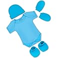 ARVESA New Born Baby Clothes Set 0-3 months Pack of 4 Rompers Upto 12 Months Baby Dress for Born 0-3 Months with Rompers, Caps Mittens and Booties For New Born Baby