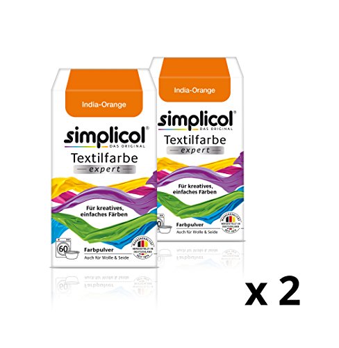 Simplicol Textilfarbe expert Für kreatives, einfaches Färben - 1702 - "India-Orange" - Neu! - 2er-Pack
