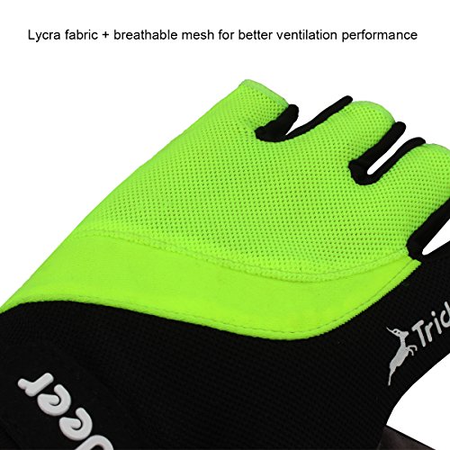Trideer Halbfinger Fahrradhandschuhe Reithandschuhe Radsporthandschuhe Trainingshandschuhe mit Adjustable Handgelenkstütze für Road Race, Mountainbike, Radsport, Reiten, Wandern, Bergsteigen, Camping und mehr Sports im Freien, Microfiber Material und Breath Lycra Fabric mit Safe Geleinlage, Idea für Damen Herren Frauen Manner(Schwarz und Grün) - 7