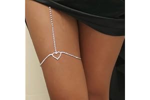 Prosy Sparkle Crystal Heart Leg Chain Catene per il corpo in argento Catena per coscia Bikini per feste Accessori per gioielli Regolabili per donne e ragazze