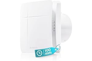 HG Power Badrumsfläkt 100mm med Fukt- och VOC-sensor, Eftergångstimer | Automatisk Fukt- och VOC-styrning, 5 Steg och Eftergångstimer 1–30 Min – Alltid Frisk Luft utan Ansträngning.