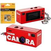 AUSEK Kırmızı Retro Tasarım Mini Dijital Kamera - Taşınabilir Thumb Anahtar Kamera + 8GB Kart Nostaljik G&ouml;r&uuml;n&uuml;m Fotoğraf ve V