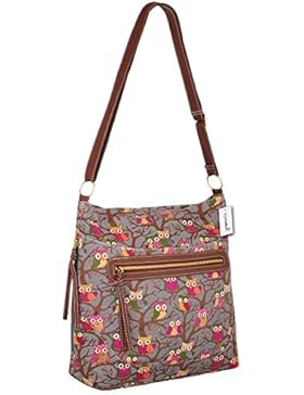 EyeCatch - Damen Umhängetasche Crossbody aus Canvas mit Eulen Muster