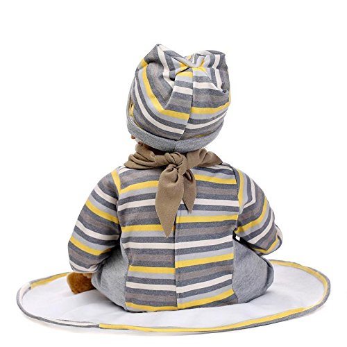 Nicery Reborn Baby Doll Soft Simulation Silicone Vinyl 22inch 55cm Magnetic Mouth Lifelike Boy Girl Toy Brown Bear