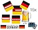 Produktbild 15x Bierdeckel Untersetzer Deckel aus Karton 9,3 xm x 9,3 cm Deutschlandfarben schwarz rot gelb in verschiedenen Motiven als Dekoration Tischdekoration für Bier und Getränke, Tisch für WM 2018 Fußballweltmeisterschaft Fußball in Russland Fanartikel und 1x WM Planer Din A3 mit Spielplan