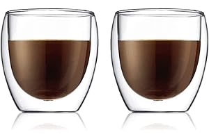 Bodum PAVINA Verres Double Paroi 2 pièces – Tasses Café 250ml – Verres Thermiques – Borosilicate – Passe au Lave-Vaisselle