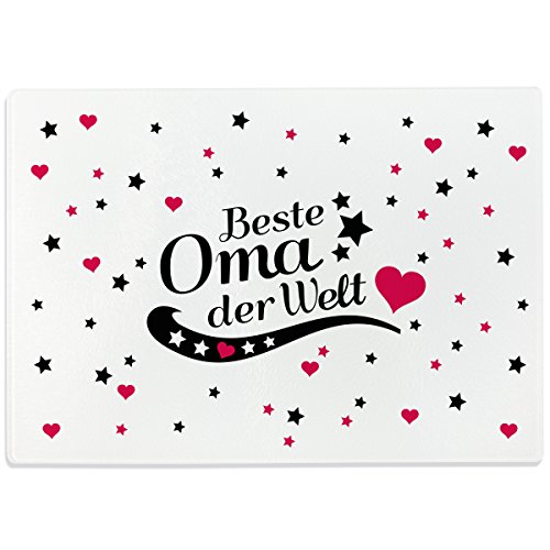Wandkings Glasschneidebrett mit Schriftzug „Beste Oma der Welt“ – Glasschneideplatte, Schneidebrett aus Glas, Frühstücksbrettchen - 2